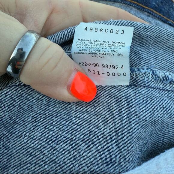 VTG 90s Levi's 501 Fuzzy Blue 5-Button Fly Original Fit Straight Leg Jeans 33x32 - Picture 7 of 11